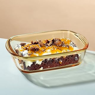 Kuber Industries 1600 ml Borosilicate Glass Baking Tray | Yellow Microwave Oven Safe Utensils | Rectangular Bread Moulds f... Price In India