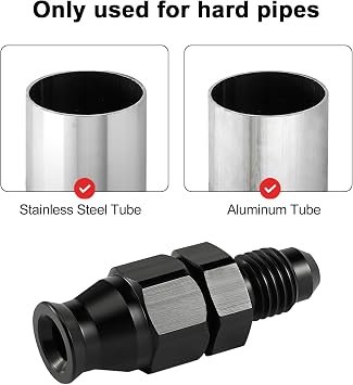 EVIL ENERGY 6AN Male to 3/8 Hardline Compression Fitting Adapter Aluminum Black 2PCS