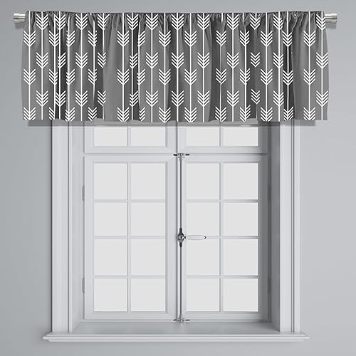 Miniatura 10 de Cenefa de cortina corta opaca con bolsillo para cortinero, diseño geométrico a cuadros, para decoración de cocina, dormitorio, 52 x 18 pulgadas,