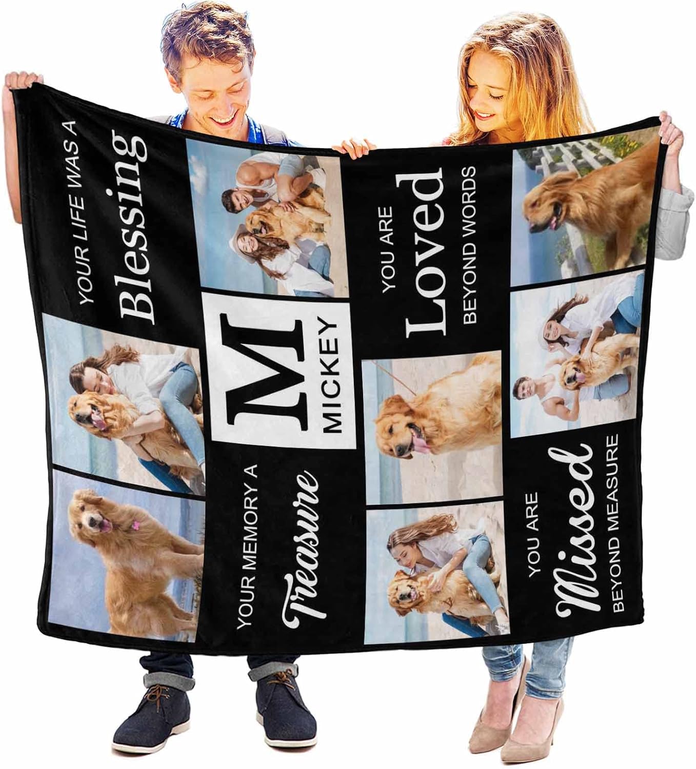 review Pet Dog Keepsake Memory Blanket, Custom in Loving Memory of Loss Dog Sympathy Remembrance Gift for a Grieving Pet Owner 50 x 60 Inches