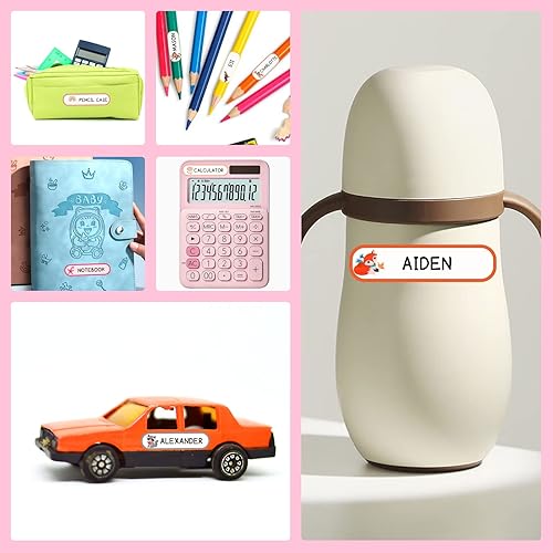 Miniatura 5 de 128 etiquetas impermeables para biberones, etiquetas de nombre de escuela Tinabless para niños, etiquetas de guardería, autolaminadas,