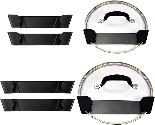 Maplefield Organizadores de pared para tapas de ollas, clips adhesivos para tapas de ollas, mantiene tus armarios organizados, incluye dos tamaños