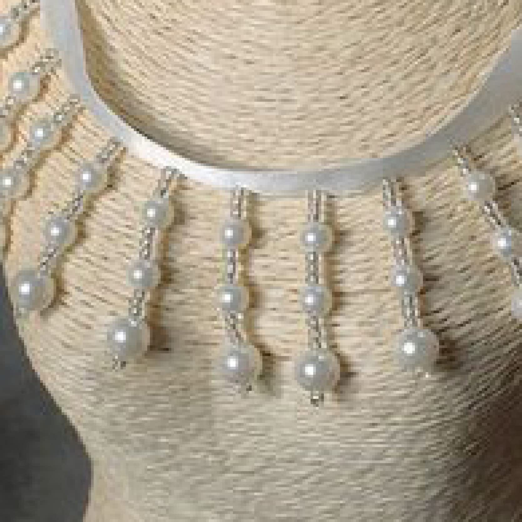 2 Yards Perlenband mit Perlenanhänger, Spitzenbesatz | DIY Hochzeitskleid Kleidung Vorhang Lampenschirme dekorative Quaste Rand Fransen