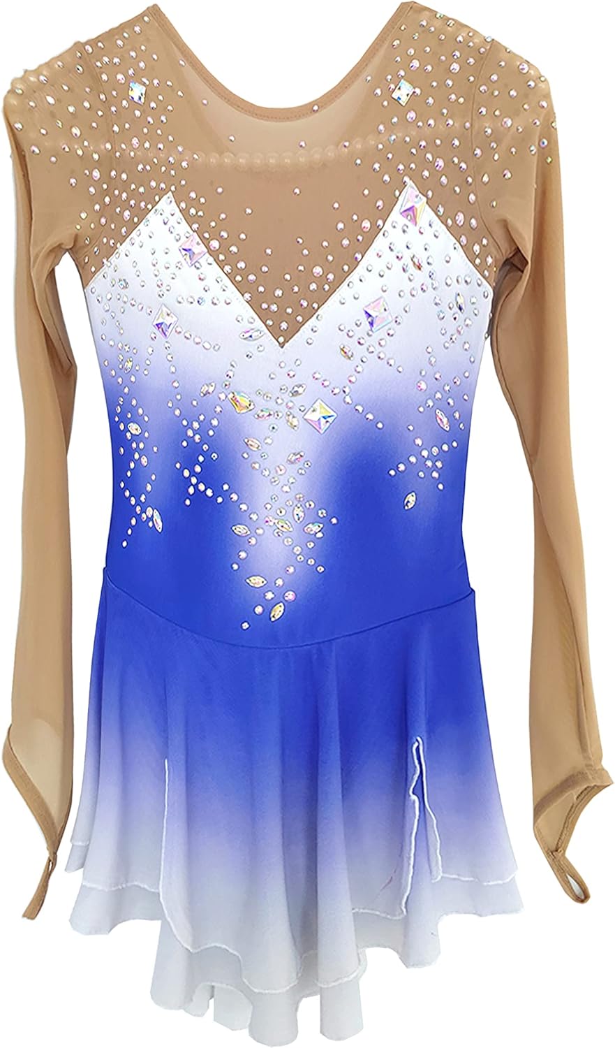 Ice Figure Skating Dress Girls Women Bright Purple Gradient Diamond Inlay Competition Dress