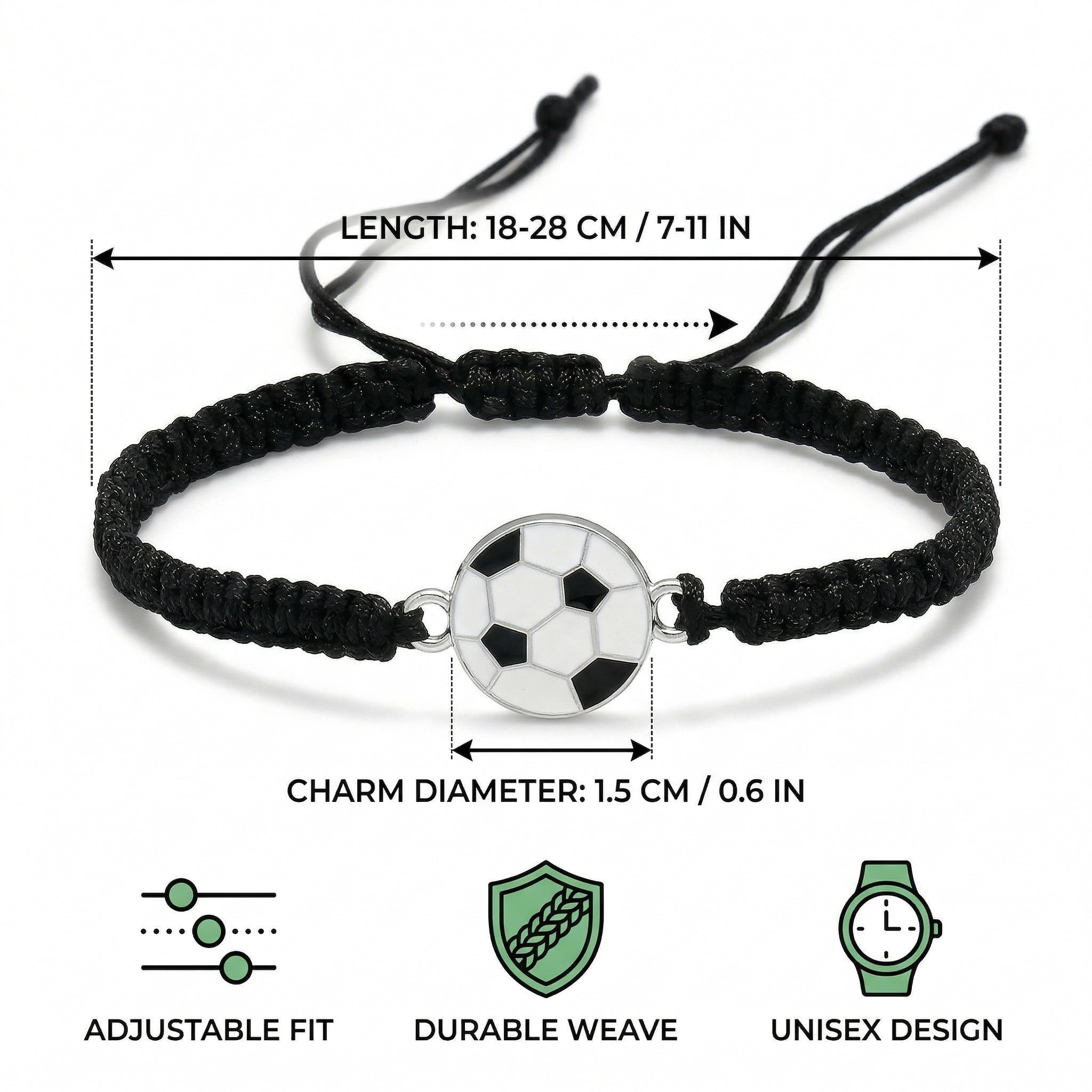 4 Pièces Bracelet Football Enfant et Adulte, Bracelet Tressé Réglable pour Garçon et Fille, Cadeau Anniversaire Foot et Souvenir de Fête Sportive, Accessoire Supporter Football