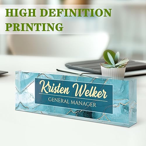 Miniatura 3 de Placa de identificación para escritorio, placa de nombre de escritorio personalizada, decoración de oficina cian para mujeres y hombres, accesorios
