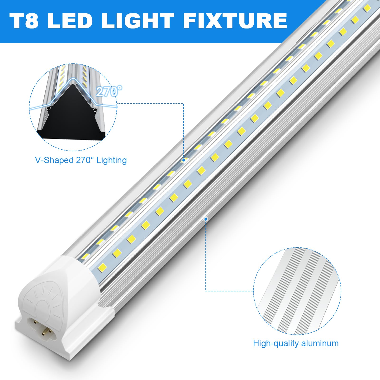 SHOPLED Luzes LED Shop 2FT, 22W 3300LM 6000K Branco Frio, Luzes