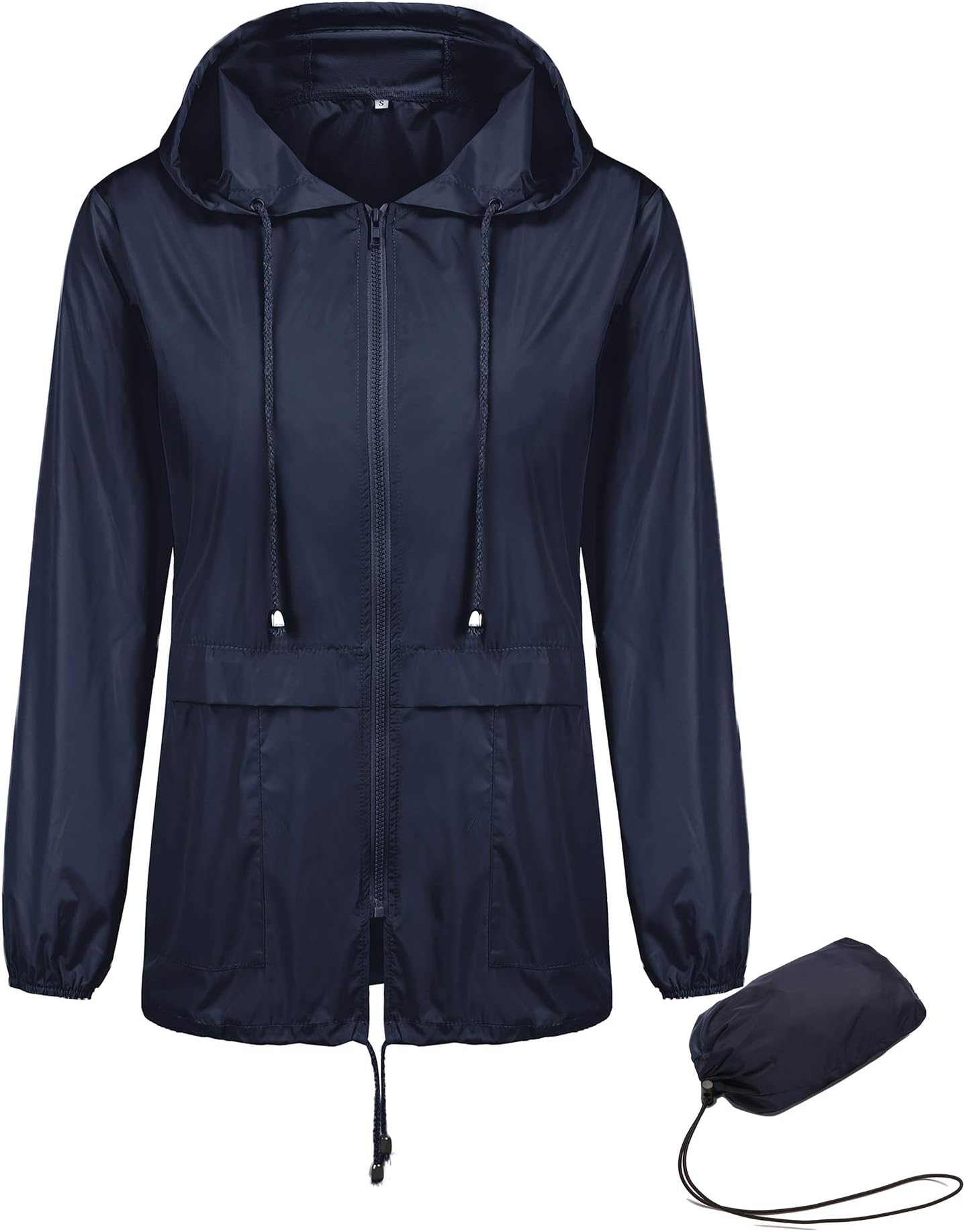 Womens Lightweight Raincoat Waterproof Packable Rainwear Outdoor Windproof Hooded Active Rain Jacket