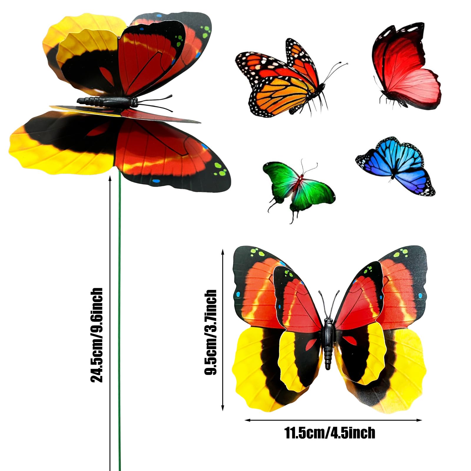 Woohome Lot De 20 Papillons De Jardin - 2 Tailles, Piquets Décoratifs Multicolores, Idéal Pour Plantes, Pots, Cour Et Terrasse