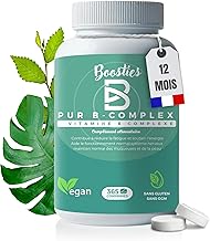 VITAMIN B COMPLEX extra strong, with all vitamin B (B1 B2 B3 B5 B6 B8 (Biotine) B9 (Folic acid) and B12), 365 tablets, anti-fatigue, and stress, vitality and immunity, Vegan, Boosties.