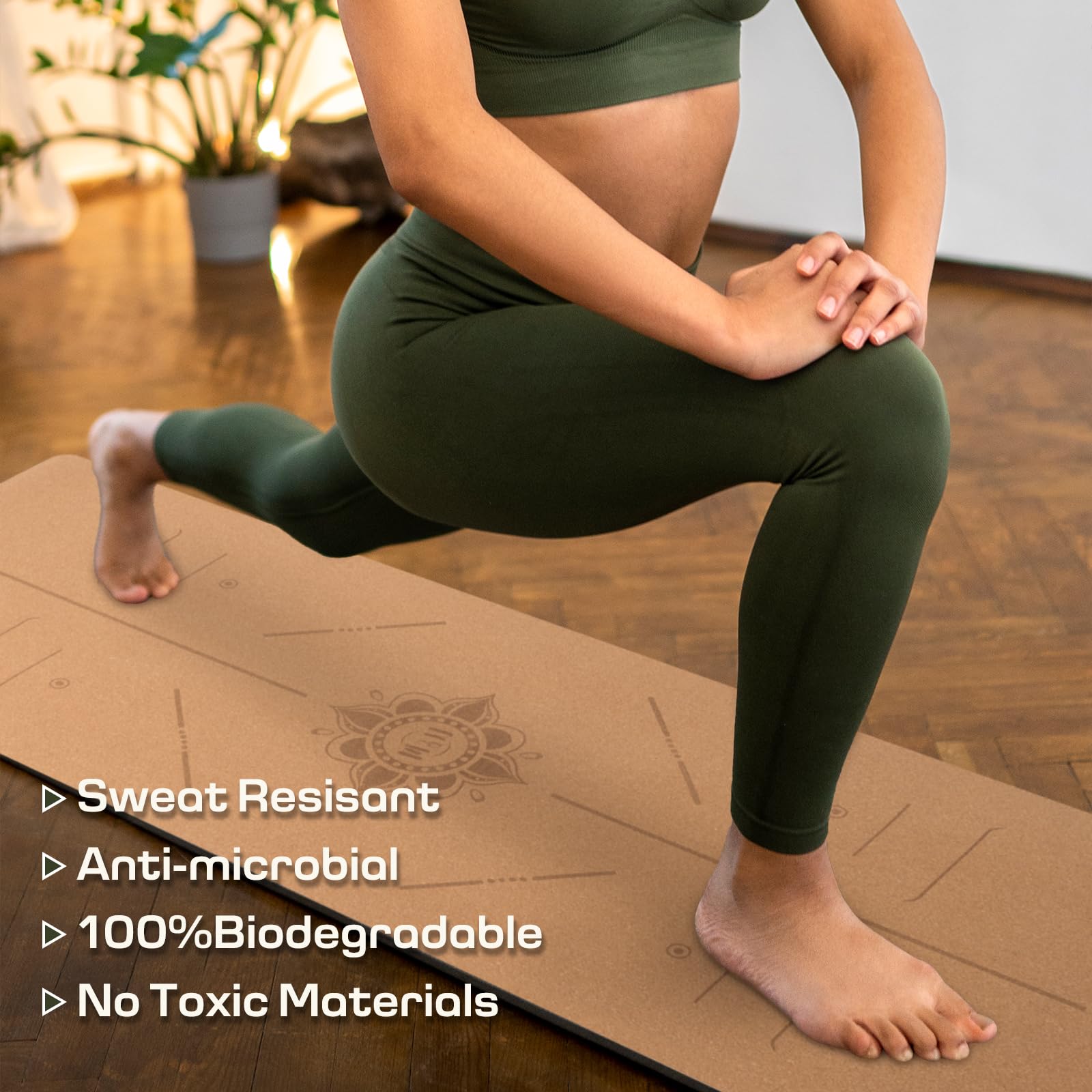 Tapete de yoga de 1/2 pulgada de grosor con correa de nailon para hombres y mujeres, tapete de ejercicio antideslizante para yoga
