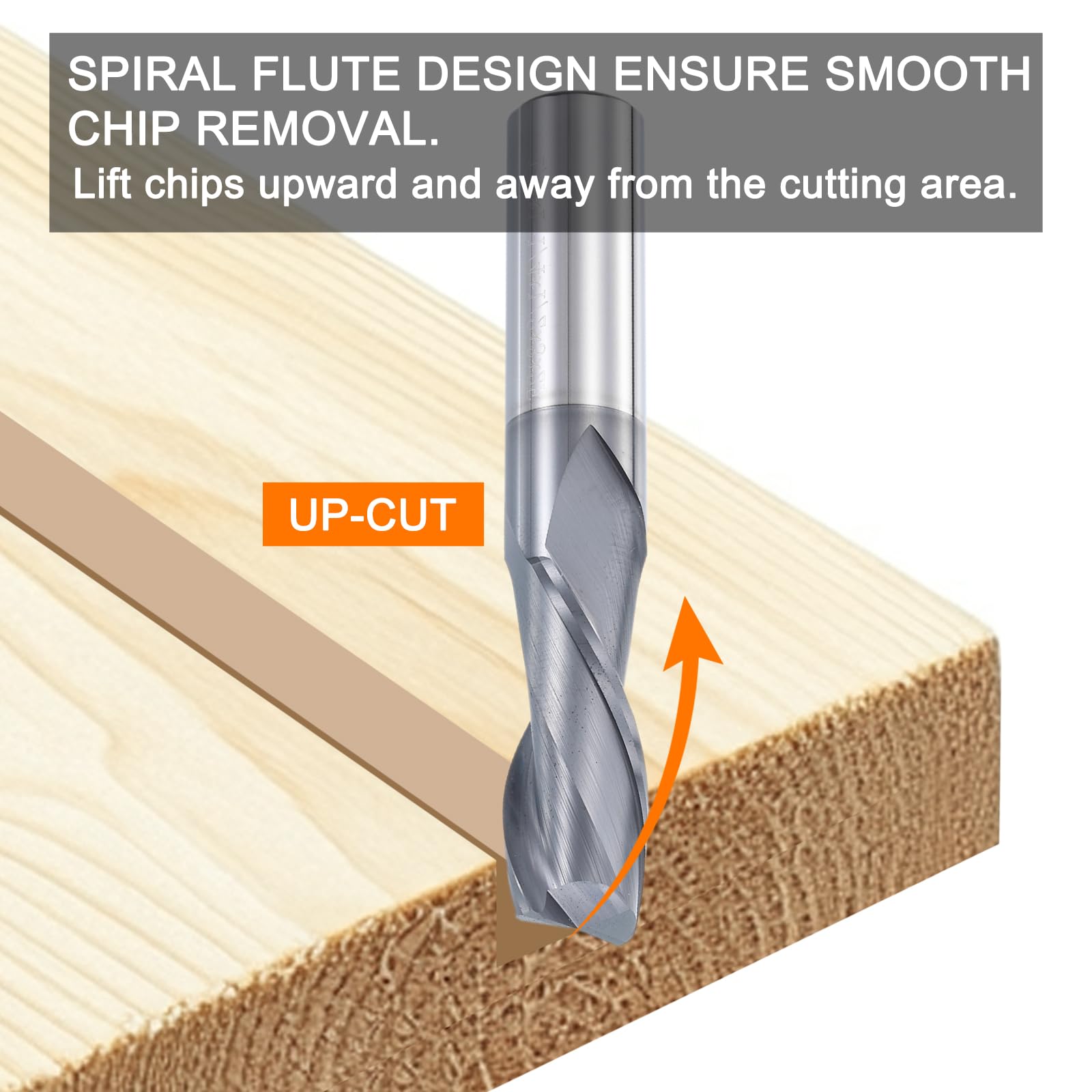 sourcing map Punta per fresa a spirale, diametro di taglio da 1,27 cm, 2 scanalature, rivestita in carburo massiccio AITIN, con gambo da 1/2" per incisione su legno CNC, lunghezza di taglio 3,8 cm,