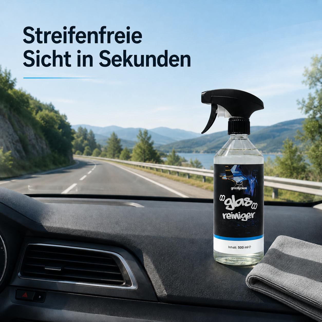 Grizzly Clean środek do czyszczenia szyb samochodowych – środek do czyszczenia szyb samochodowych zapewnia dobrą widoczność – środek do czyszczenia szyb samochodowych usuwa tłuszcz, nikotynę i resztki