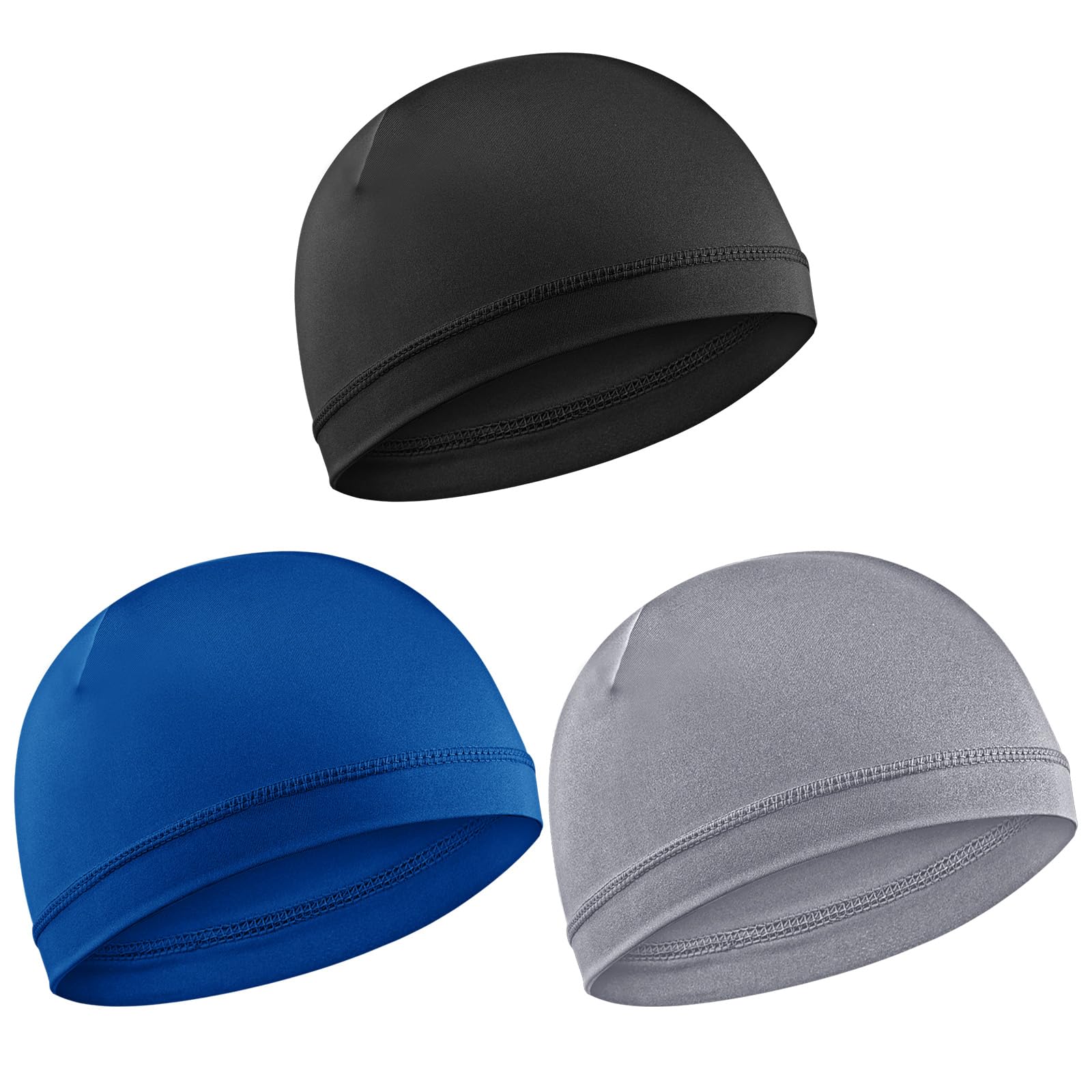 4Pcs Black Skull Caps Wicking Skull Caps for Men Stretchy Wave Cap and Durag for Daily Wear