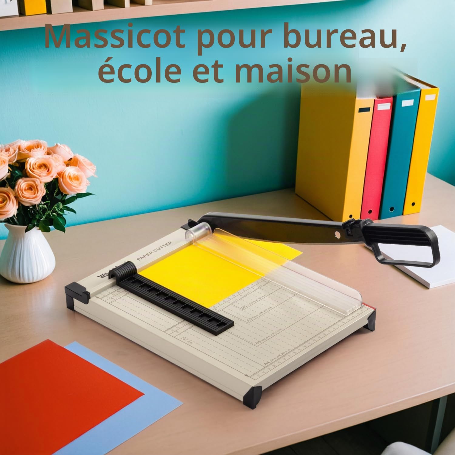 WORKLION Coupe-papier Guillotine A4 – Massicot robuste avec protection de sécurité, capacité de 15 feuilles