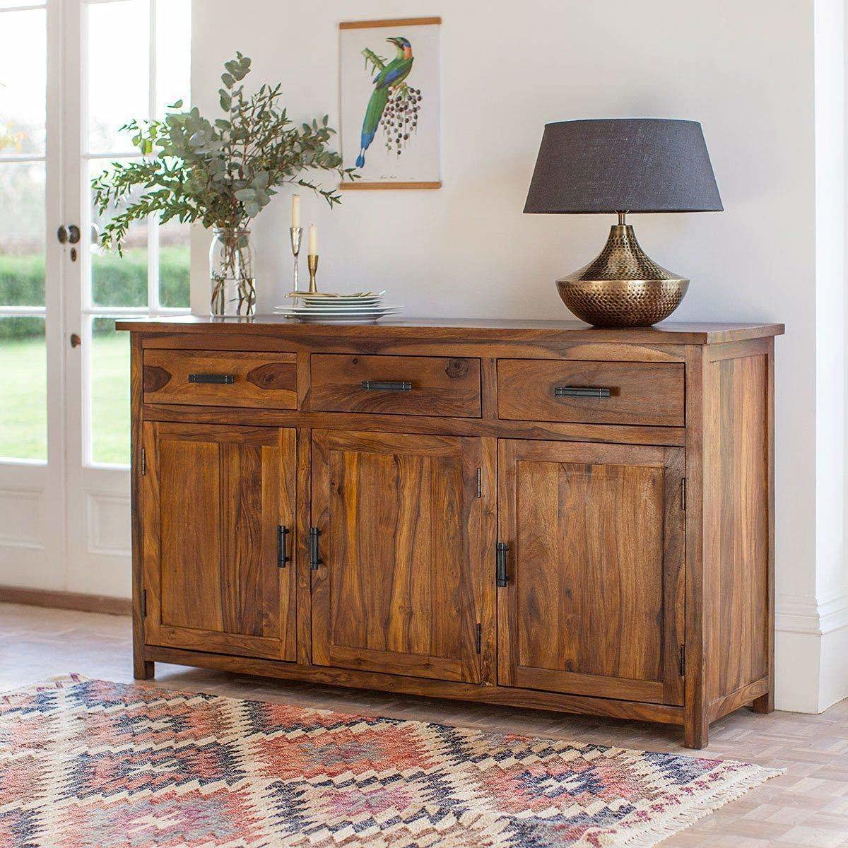 SONA ART & CRAFTS Solid Sheesham Wood Sideboard TV Cabinet for Living Room | Free Standing Movable Tv Unit Side Board Table with 3 Drawers & 3 Cabinet Storage Furniture for Home (Teak Brown Finish) (B0BJVYNKYW) Amazon Price History, Amazon Price Tracker