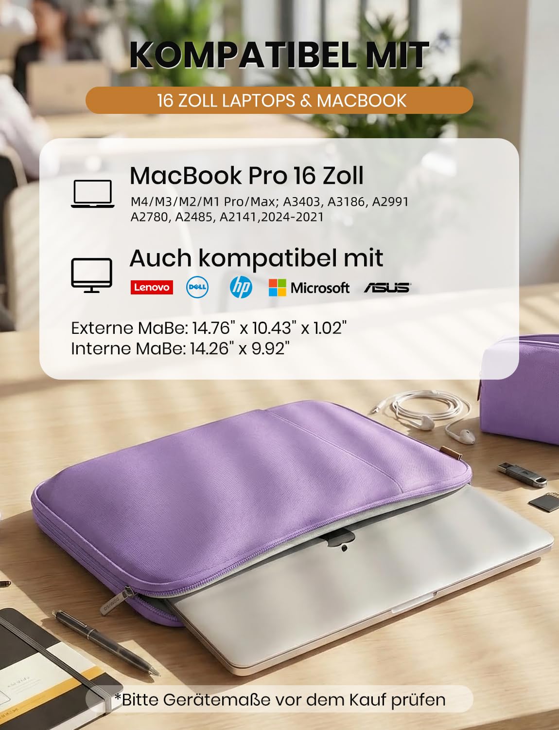 DOMISO Funda Portatil,Maletín de Ordenador Impermeable,LP07