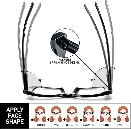 Miniatura 5 de DXYXYO Lentes de lectura cuadrados de gran tamaño para mujer, bloqueo de luz azul, estilo Oprah, marco grueso, lectores con bisagra de resorte