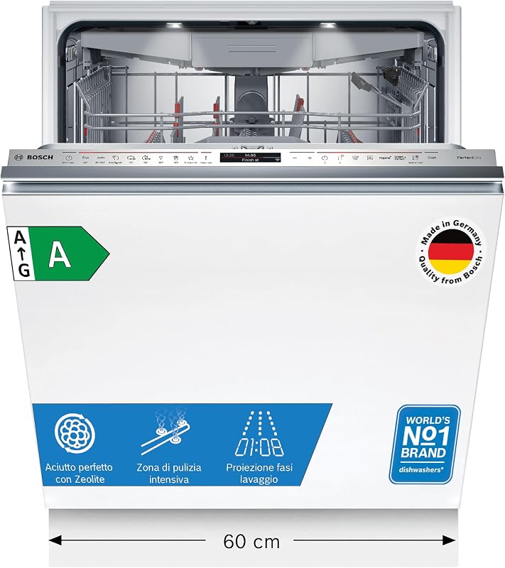 Bosch SMV8YCX02E Serie 8, Lavastoviglie da incasso a scomparsa totale, PerfectDry, Home Connect, Extra Clean Zone, EfficientDry, 60 cm