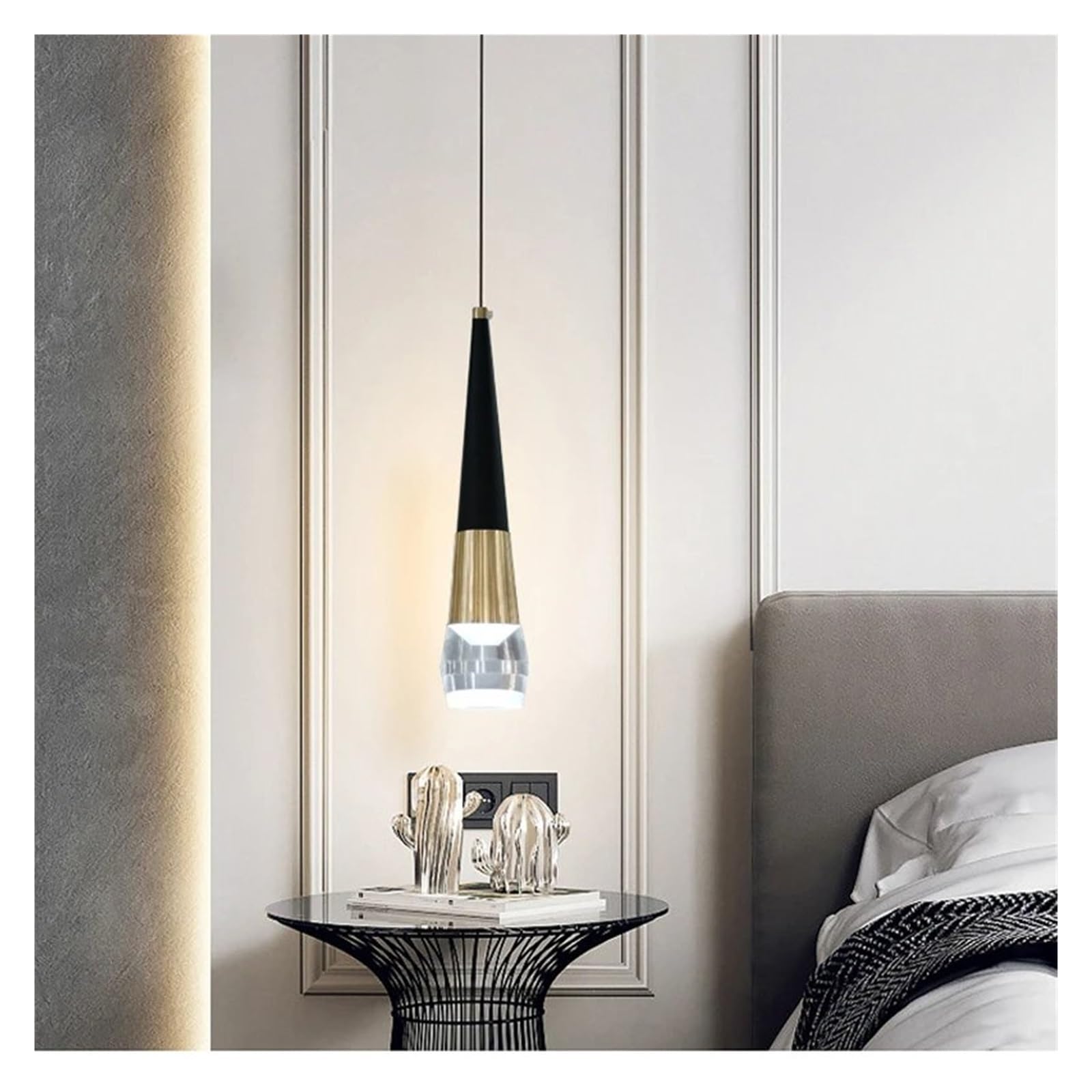 Lampe suspendue LED îlot de cuisine moderne luminaire noir et or mini