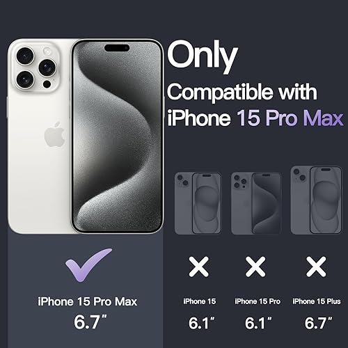 Miniatura 9 de JETech Funda magnética para iPhone 15 Pro Max de 6.7 pulgadas, compatible con carga inalámbrica MagSafe, a prueba de golpes, parte trasera