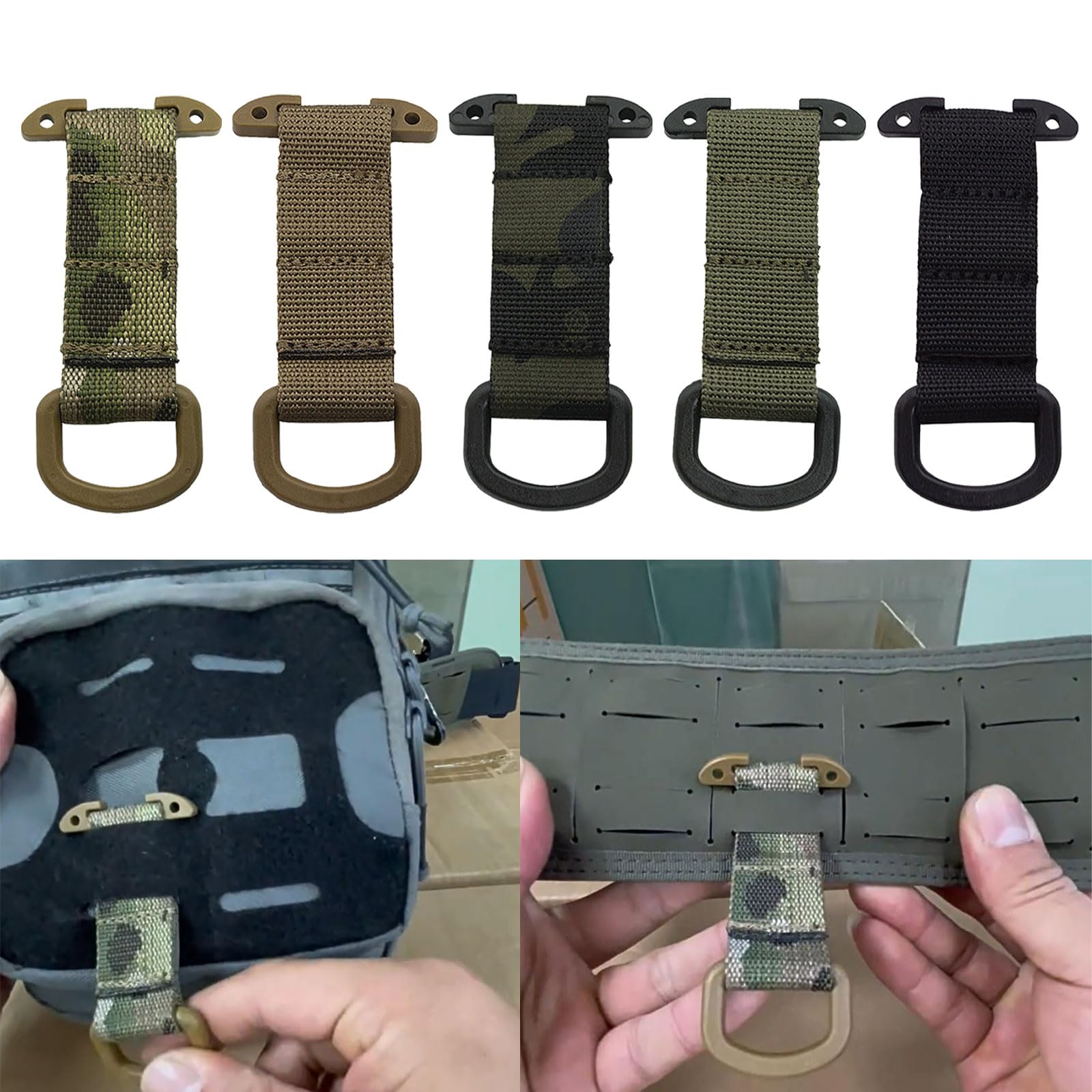 Grimloc-Mousqueton Molle Avec Anneau De Verrouillage En D, Clip En Plastique, Type à Pression, Porte-clés, Attache ITW, Sac, 5 Pièces