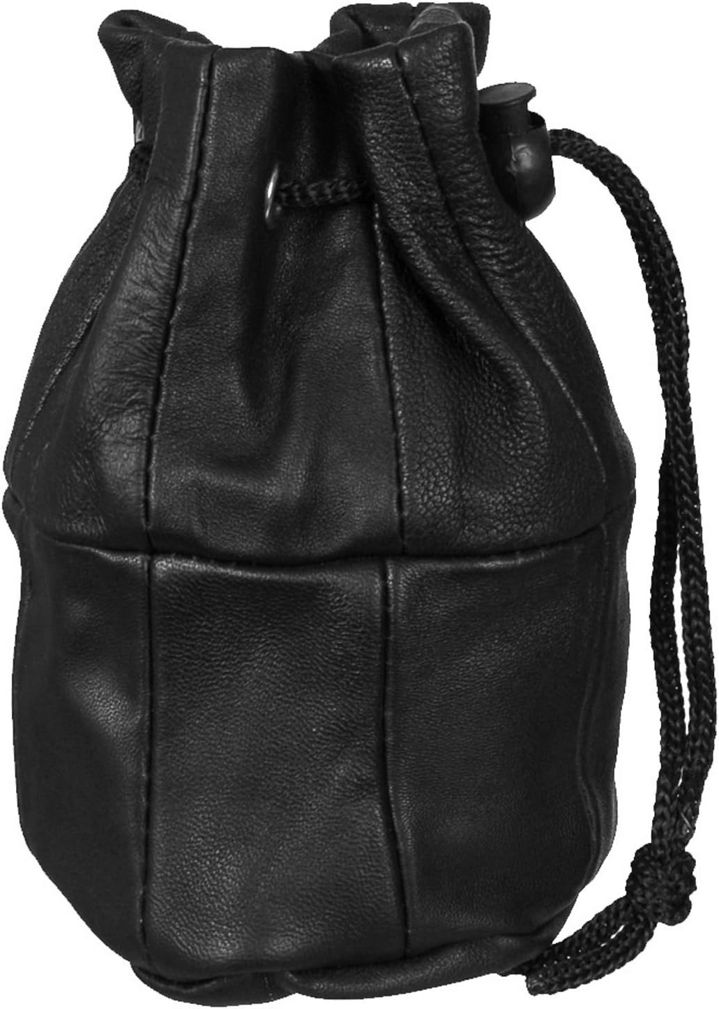 Bag65Small Black Leather Lined Drawstring Wrist Purse Bag Pouch 8X13.5Cm