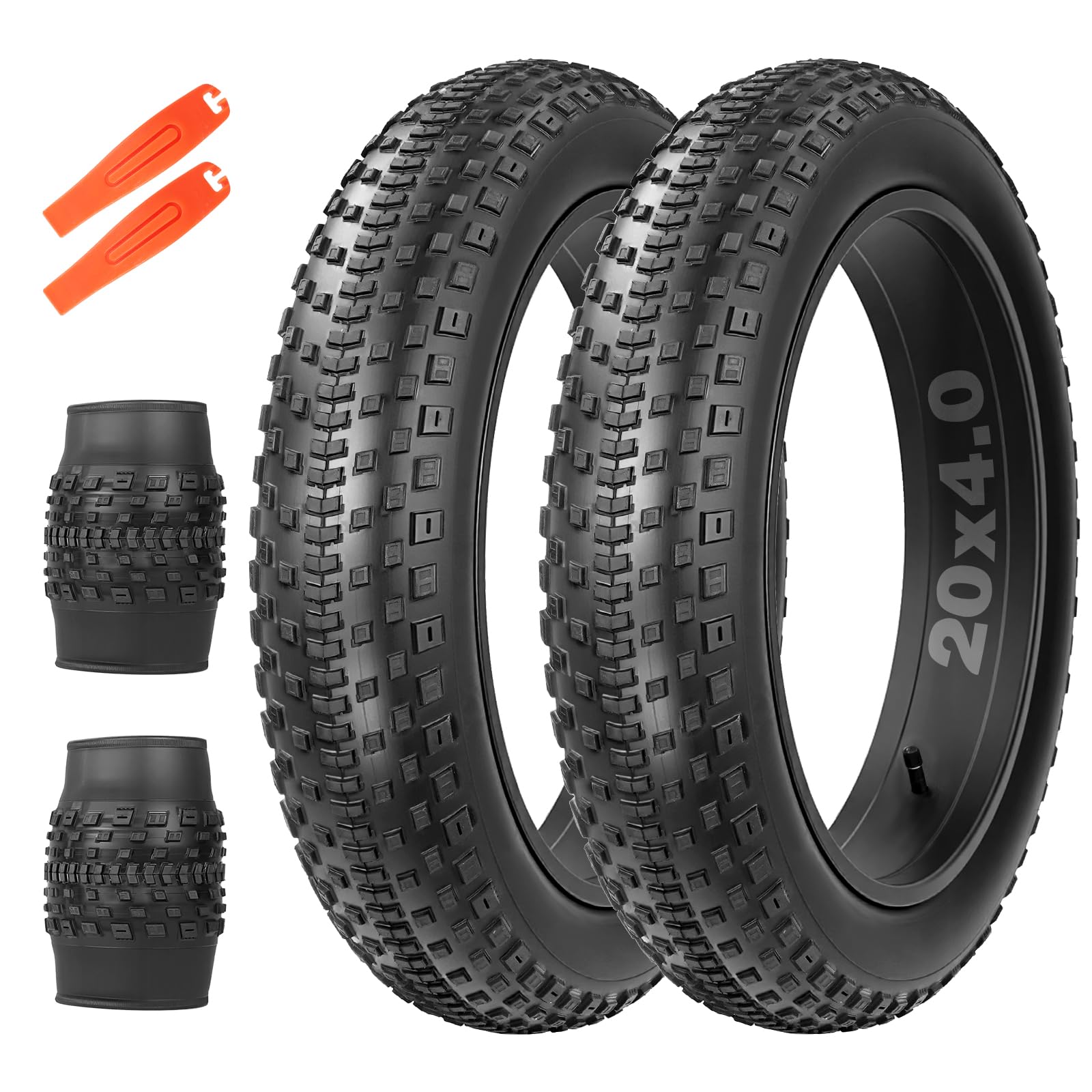 Pneu Fatbike 20 x 4.0 pour vélo électrique - Convient pour VTT, vélo de neige, vélo de plage, vélo électrique - Avec 2 démonte-pneus