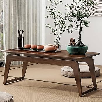 ☆木製ローテーブル MADE IN MALAYSIA Amazon.com: JUNZAI Wooden Japanese Low,Rectangular Floor