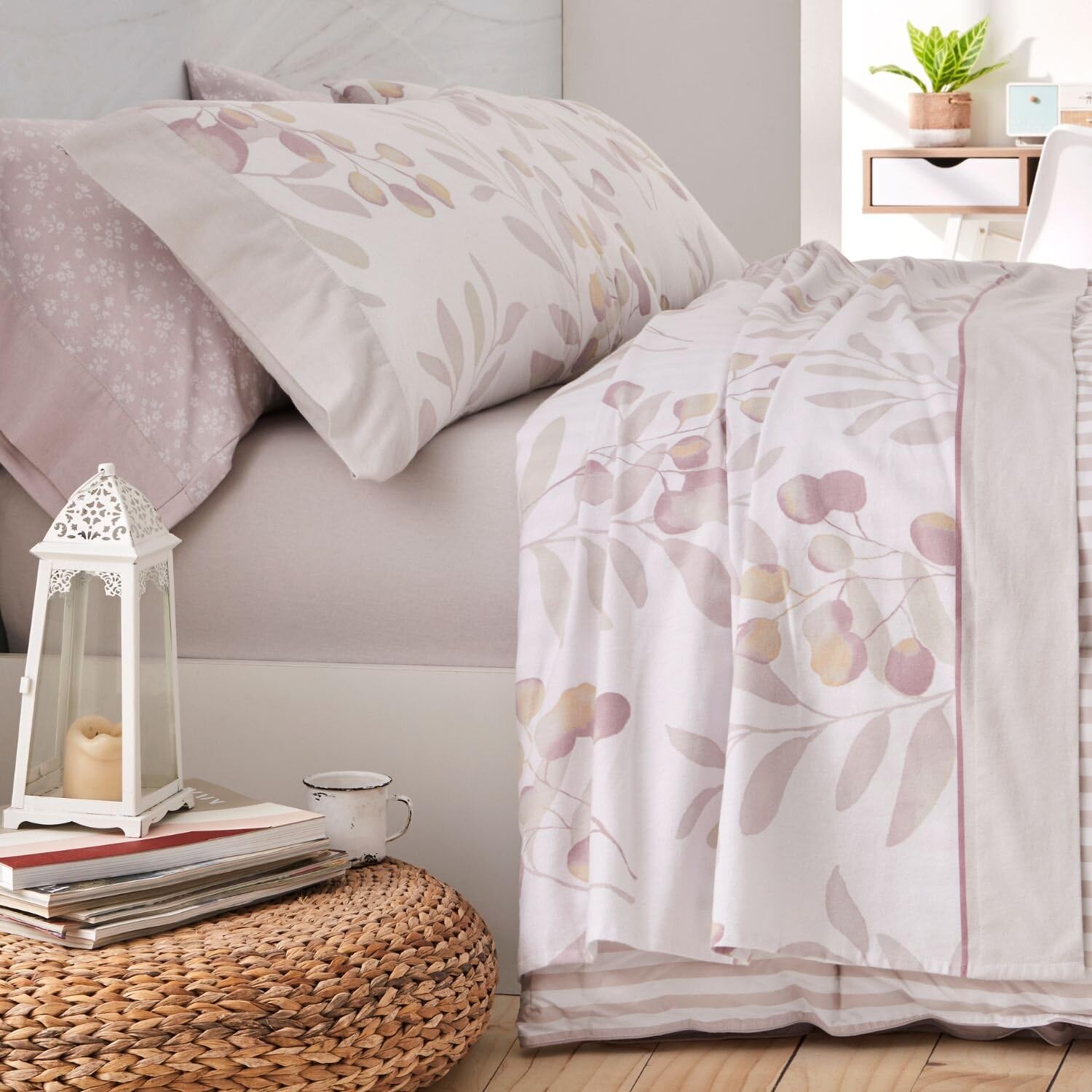 Burrito Blanco | Sábanas de Franela de algodón | Cama de 180cm. (+Medidas Disponibles) | Diseño 574 | Color Terracota (180x190/200cm.)