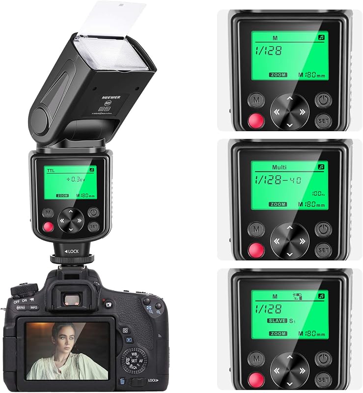 NEEWER NW-670 TTL Vaku LCD Kijelzővel Canon DSLR Fényképezőgépekhez - Speedlite Blitz Hot Shoe Csatlakozással