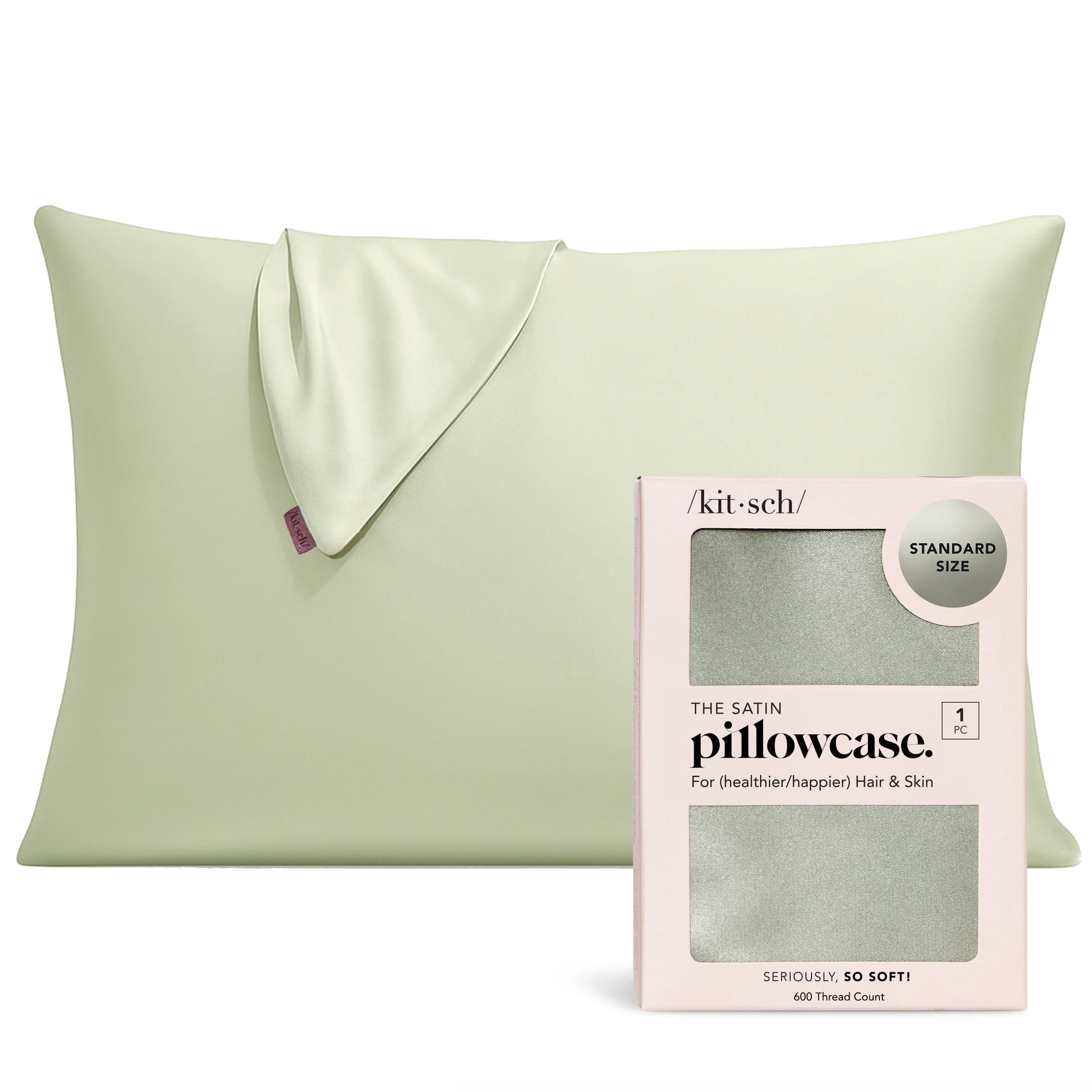 Satin Pillowcase with Zipper for Hair & Skin, Softer Than Silk Pillow Cases Queen, Wrinkle-Free, Smooth and Cooling Satin Pillow Covers, Standard Size 19"x26" - Sage