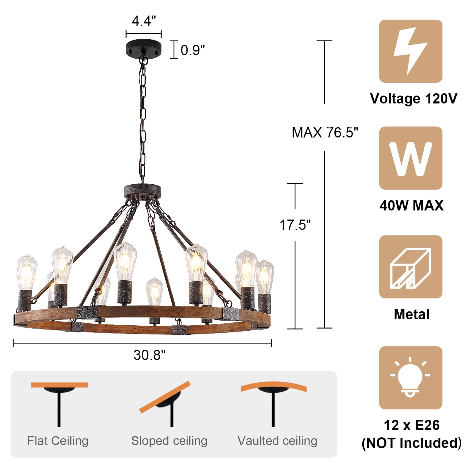 Farmhouse Wagon Wheel Chandelier 31