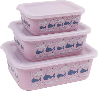 AWAVE® Juego de 3 botes de almacenamiento de RPET, color rosa