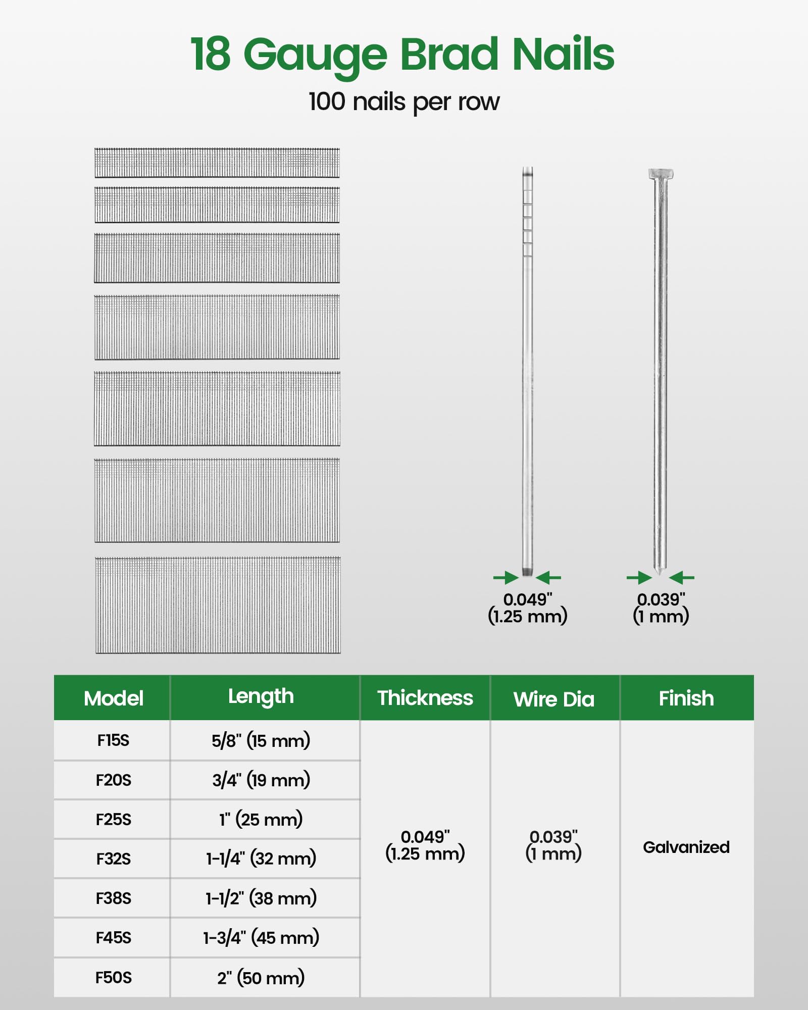Meite 18GA Brad Nails - 1000 Count -2 Meite 18GA Brad Nails - 1000 Count -2