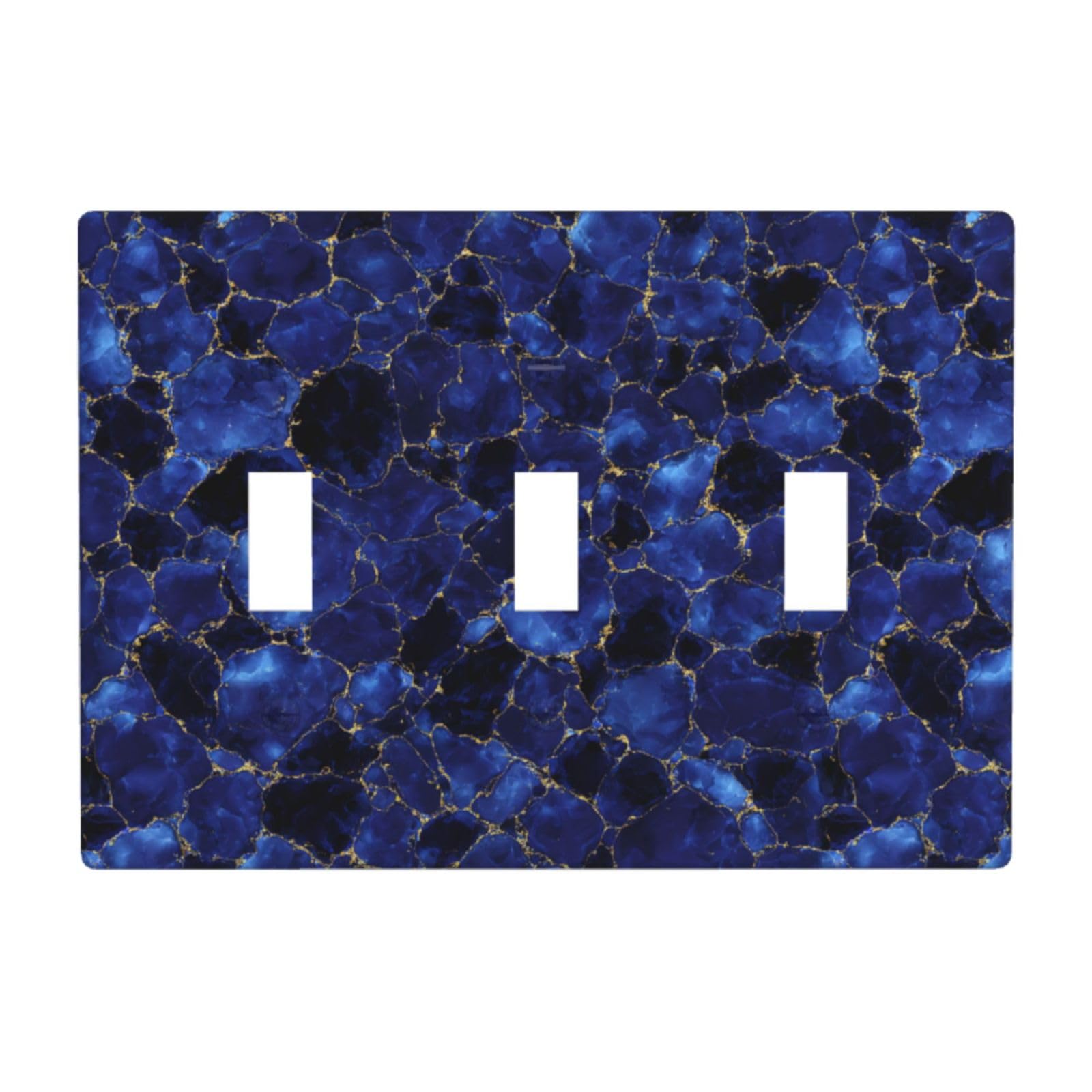 Lapis Lazuli Texture Light Switch Covers 3 Gang Triple Toggle Wall Plate Switchplate Electrical Faceplate for Bathroom Kitchen Bedroom Decor