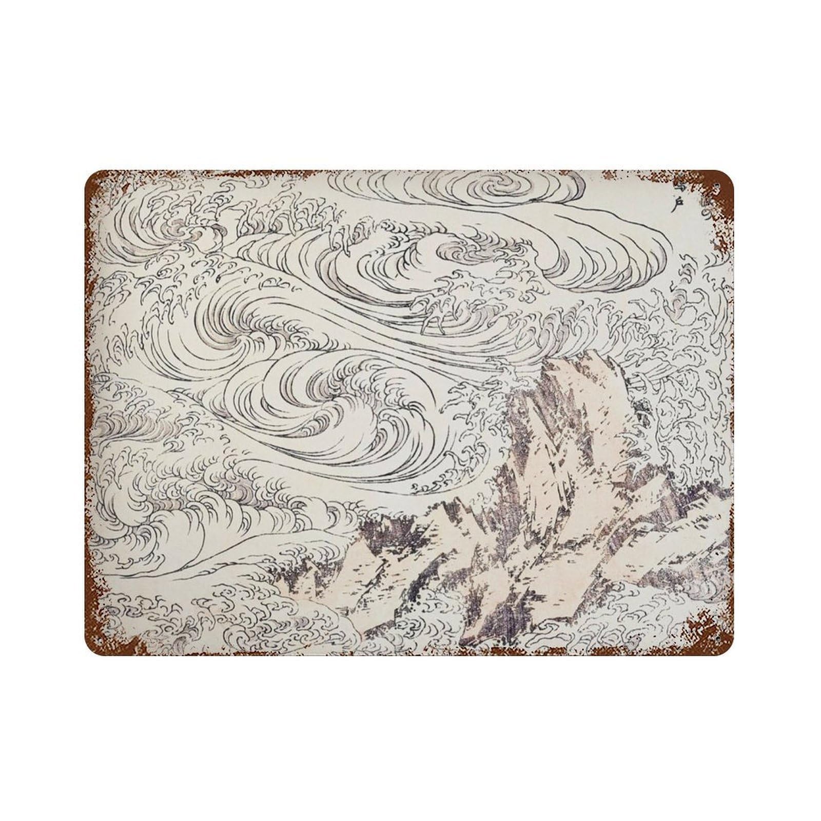 xiaoxiaoshen Hokusai Whirlpool at Awa Japanese Woodblock Wall Decor Art Metal Tin Poster Modern Home Decor Art Home Bar Shop Decorations Vintage Sign 30x40cm