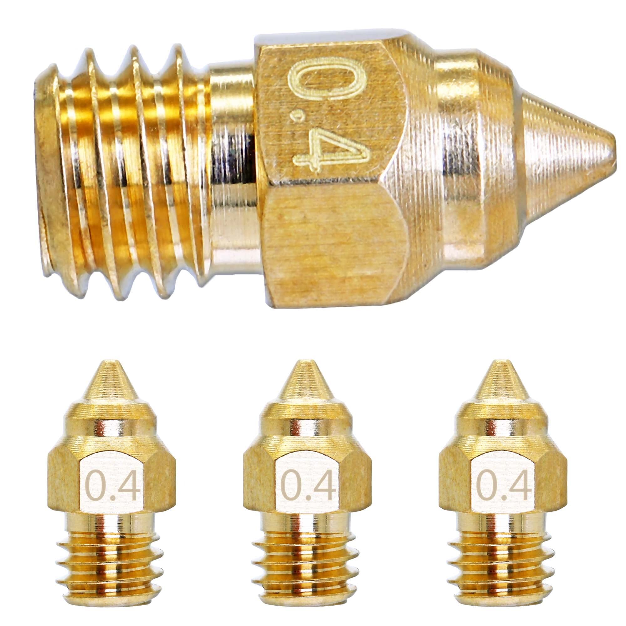 4 Ugelli CR-6 SE In Ottone Da 0,4 Mm Per Stampanti 3D Creality CR-10, Ender 3 V2, Ender 5, Ender 3 Pro – Filettatura M6