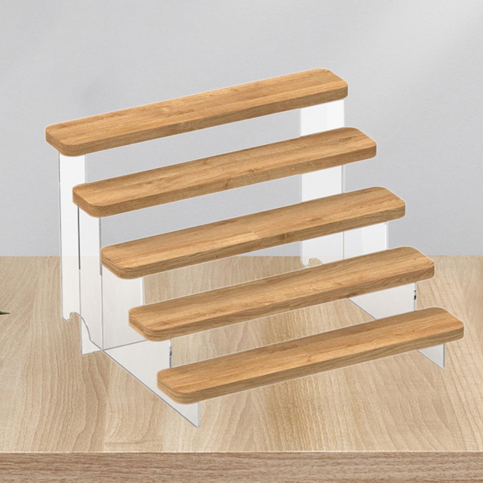 Klare Acryl Riser Display Ständer, Acrylic Display Riser Perfume Organizer Stand Showcase Jewelry Display Wood Tiered Display for Craft Figurine Decorations, 5 Layer(5 Layer)