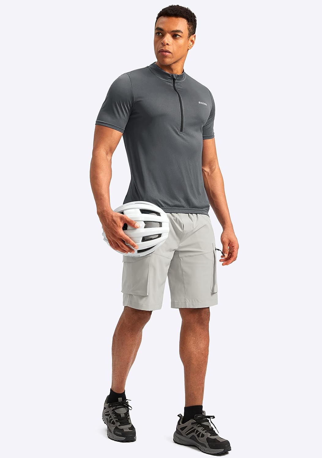 Bikewa Men's Cycling Jersey Moisture Wicking Short Sleeve UPF Half Zip Bike Road Riding Biking Shirts for Men Zipper Pockets - Image 6