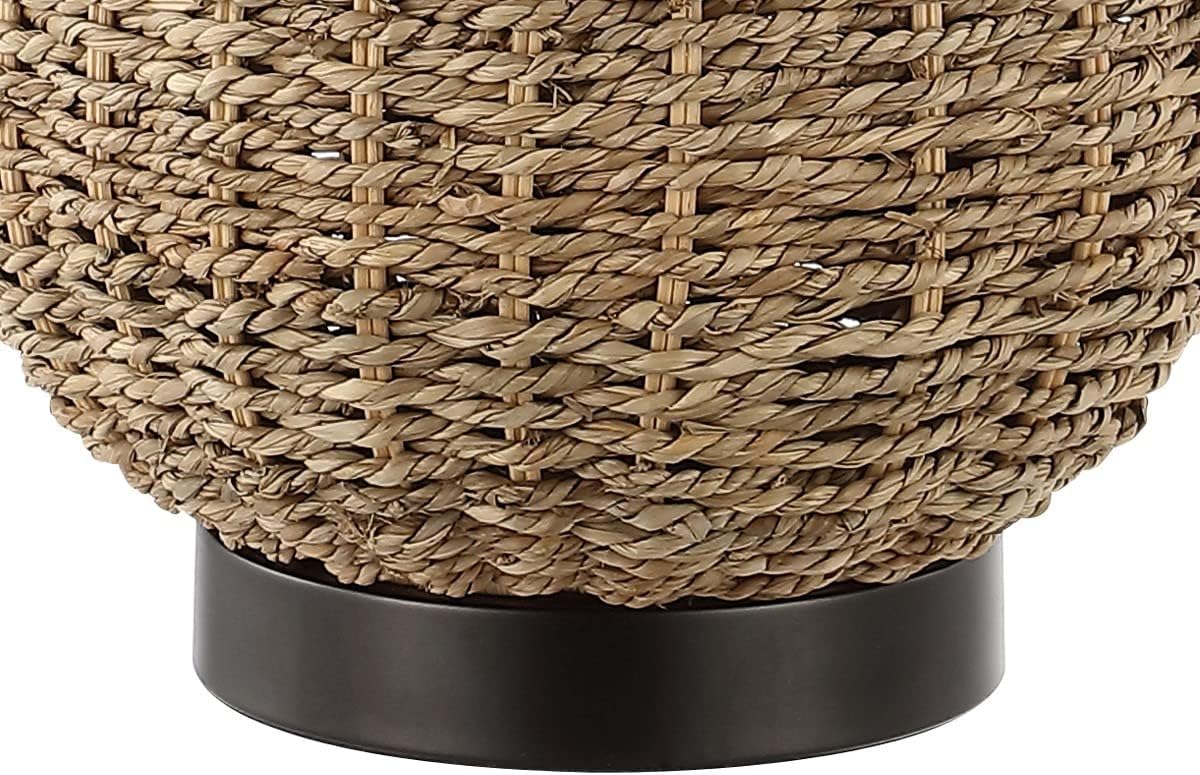 Eyely EYL4044B Georgian 25" Rustic Bohemian Iron/Rattan LED Table Lamp w/Pull-Chain for Reading Room, Living Room, Office, Bedroom,Classic,Coastal,Mid-Century, Oil Rubbed Bronze/Dark Brown