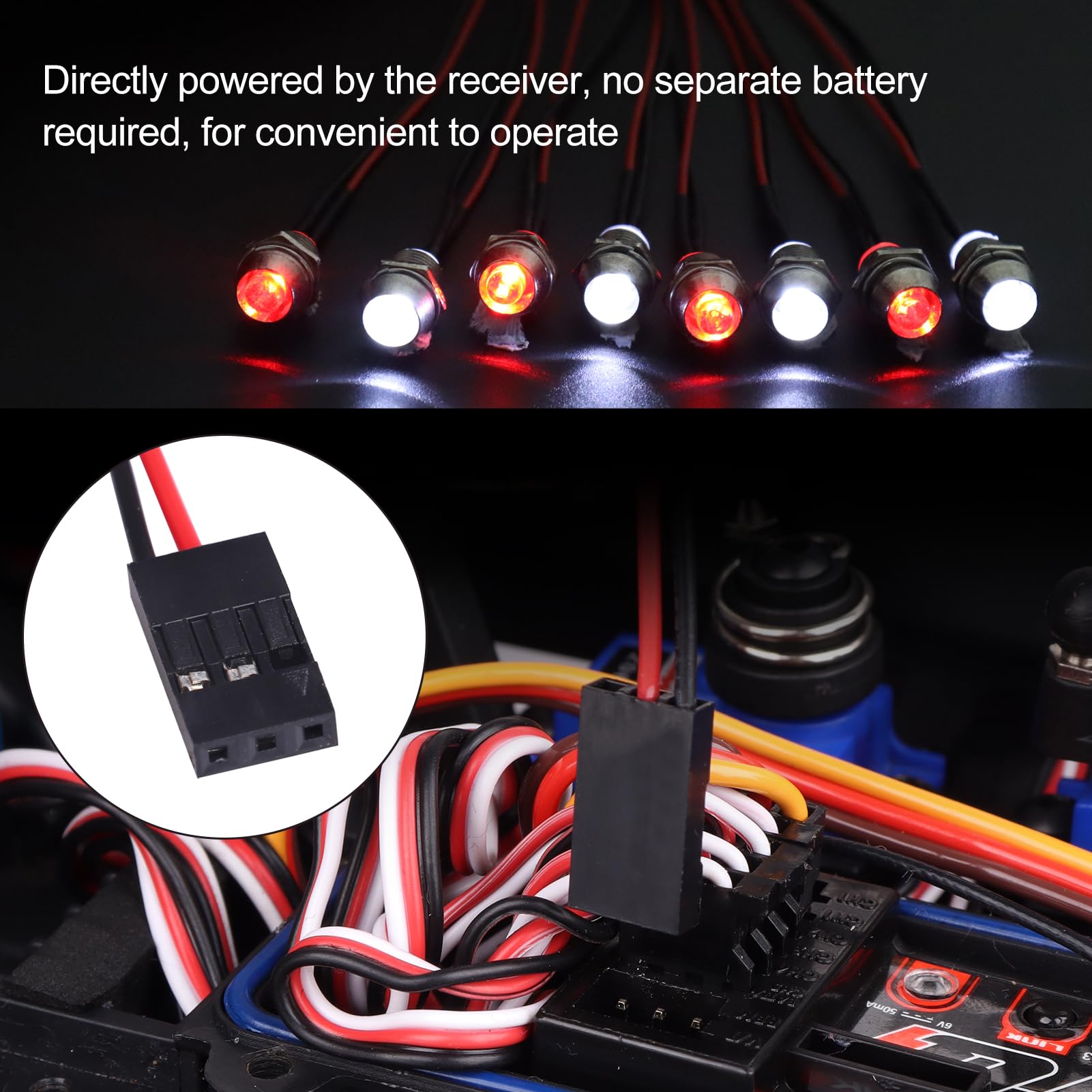 US 8LED Light Kit For RC Trucks - Headlights & Taillights With Switch, Fits 1/10 SCX10 4 thumbnail image