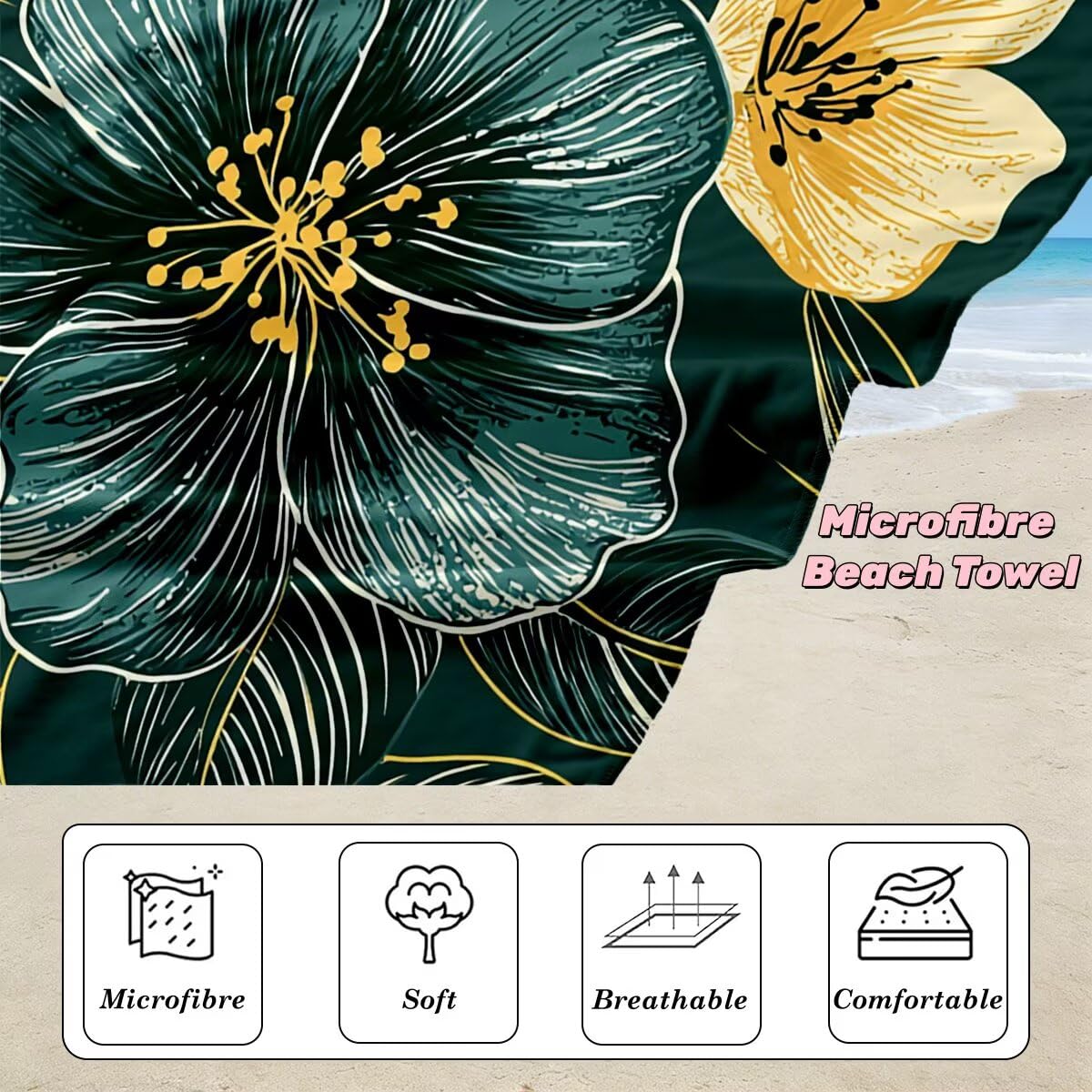Serviette de Plage Microfibre, Lot de 2 Serviette de Bain Grande Taille 70x140 cm, Séchage Rapide Drap de Bain Vert olive, Anti Sable Serviettes de Plage, Serviettes Microfibre Sport pour Travel -4588