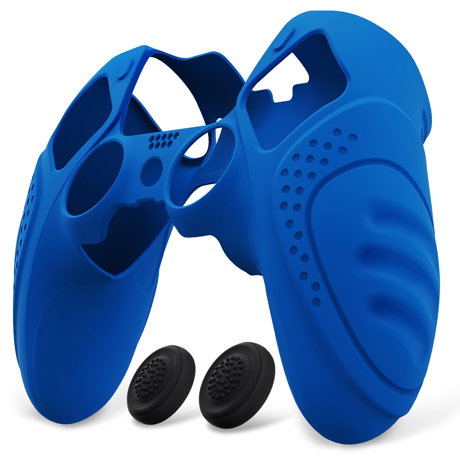 PlayVital Skórki do ps5 Edge Controller,Miękka Silikonowe Ochronne do ps5 Edge,Ergonomiczne Obudowy z Nakładkami Kciuki-Niebieski(Guardian Edition)