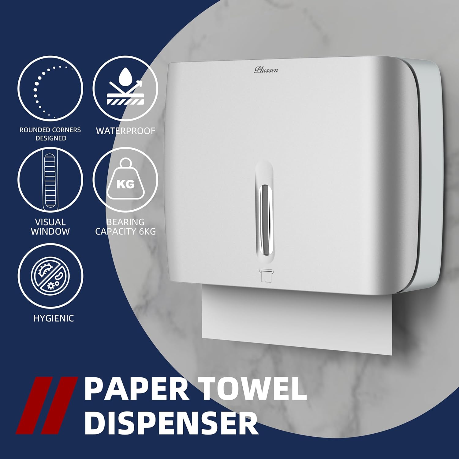 Hand Dryer and Paper Towel Dispenser Set Wall Mounted High Speed Automatic Hand Dryer with Sensor & ABS Paper Towel Dispenser, Ideal for Home Bathroom & Commercial Use