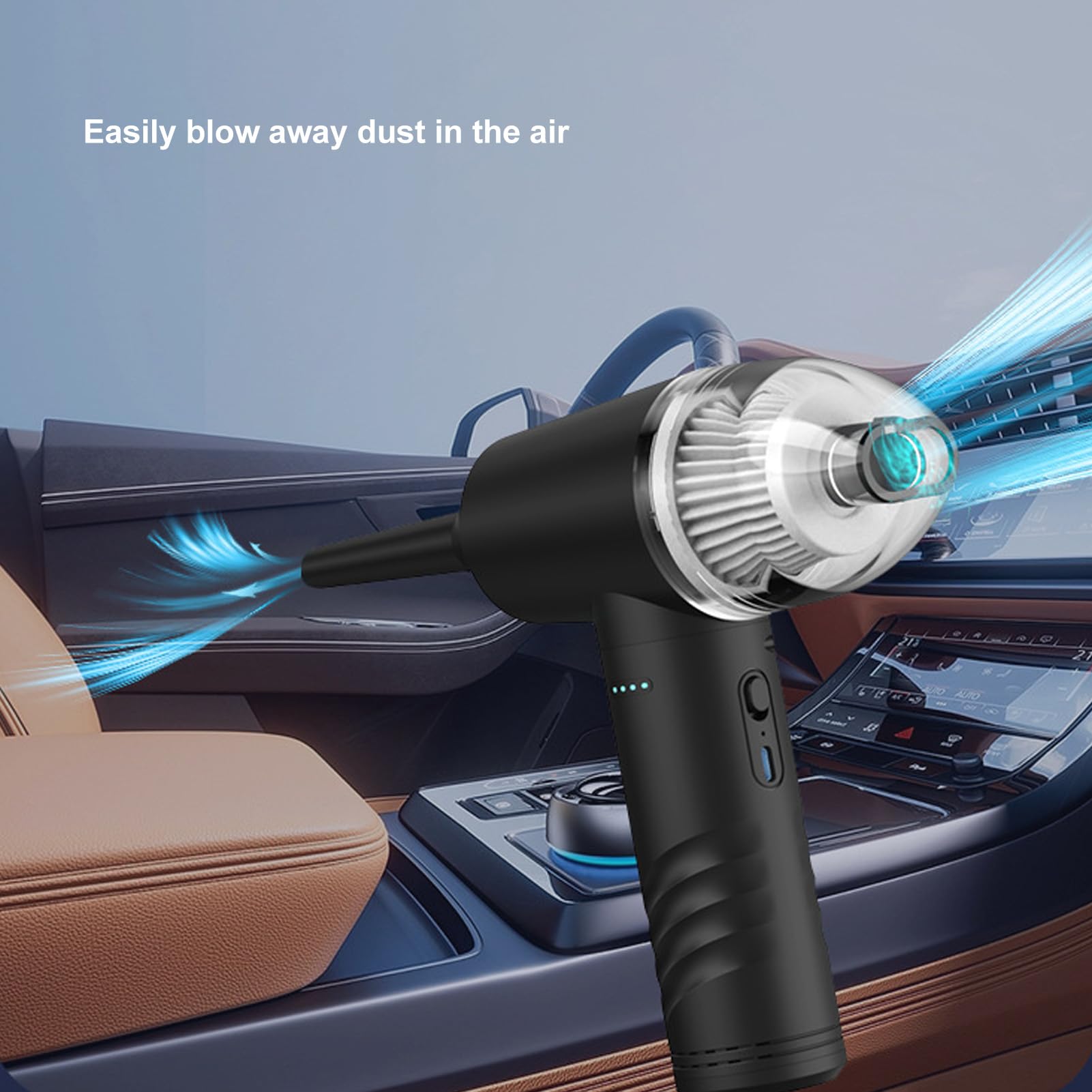 Plumero de Aire Comprimido, 55000RPM Potente Aspirador Inalámbrico para Ordenador con 6 Boquillas Múltiples 3 Engranajes Ajustable 6000mAh Recargable Soplador de Aire Inalámbrico
