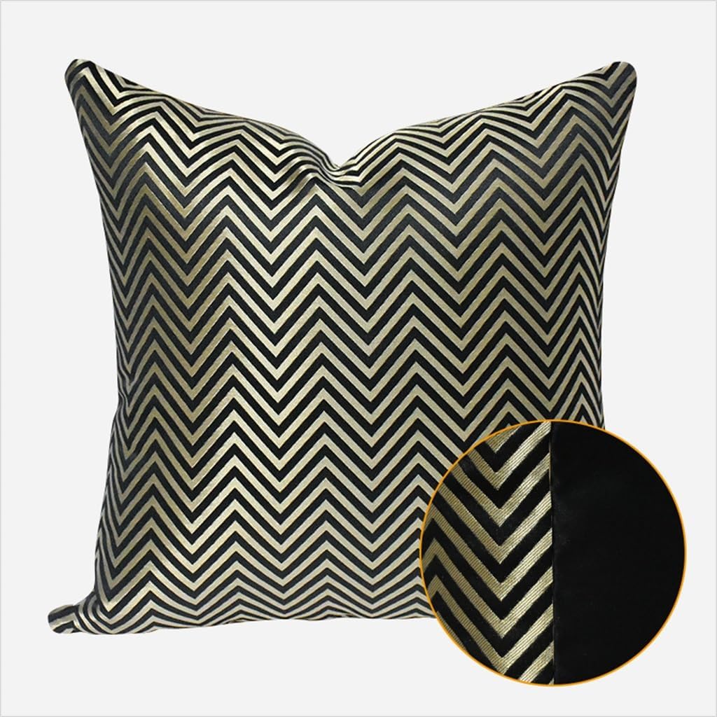 HBJWOV Black ometric Design Hotel Villa Pillow Case Gold Striped Sofa Living Room Lar Cushion