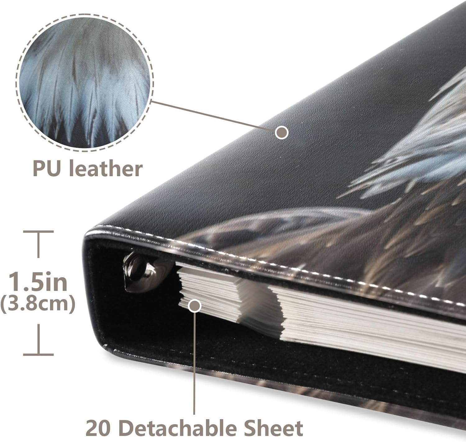 JIPONI Beautiful Eagle Large Photo Album, DIY Leather Cover Scrapbook Albums for 4x6 5x7 6x8 Pictures, Self Adhesive Memory Book for Wedding, Baby, Family