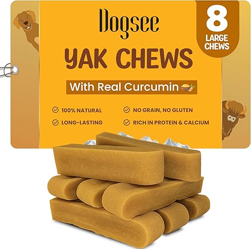 Miniatura 15 de Dogsee Masticadores de queso de yak del Himalaya con cúrcuma para perros 1lb (Grande - 4 barras) 100% totalmente natural Golosinas para razas