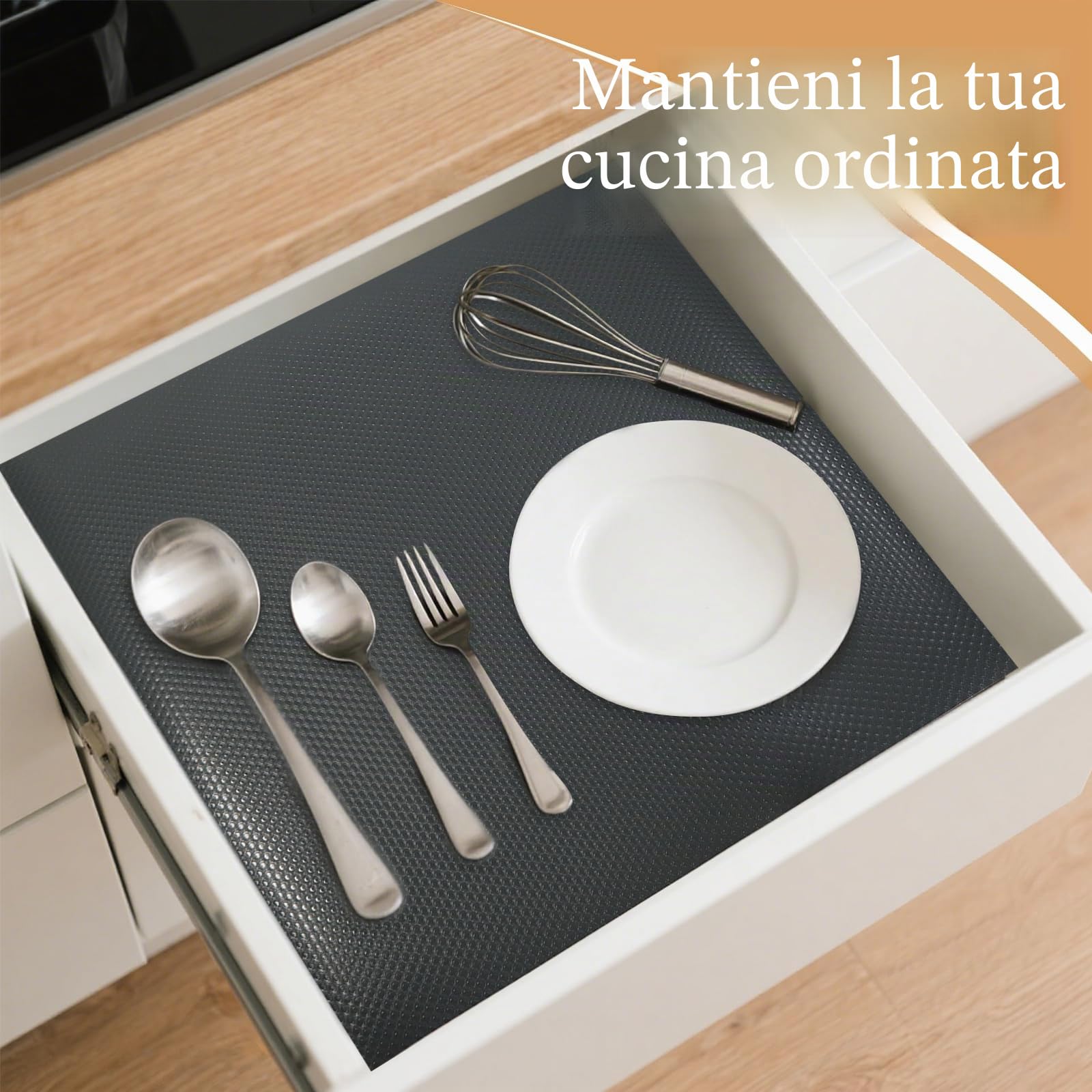 Rivestimento per ripiani 40 x 600 cm Tappetini per cassetti di mobili da cucina, Rivestimenti per cassetti in EVA non adesivo, antiscivolo e a prova di olio per mobili da cucina, credenze e dispense